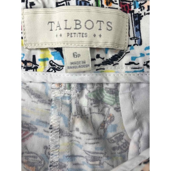 Talbots Petite Ankle Pants Beach Town Print Colorful Cotton Casual Ladies - Picture 8 of 9